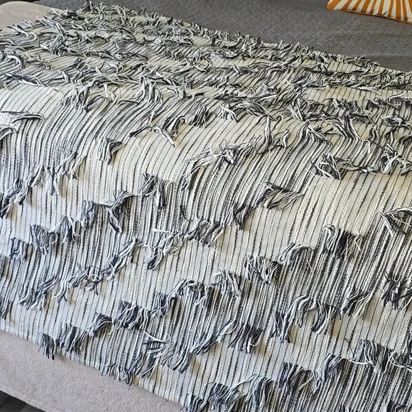 Anthropologie Boho 100% Cotton Fringe Throw| NWOT - Picture 3 of 9
